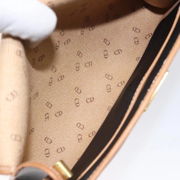 Christian Dior Shoulder Bag PVC Leather Black Gold Auth BA2862 - Picture 10 of 16